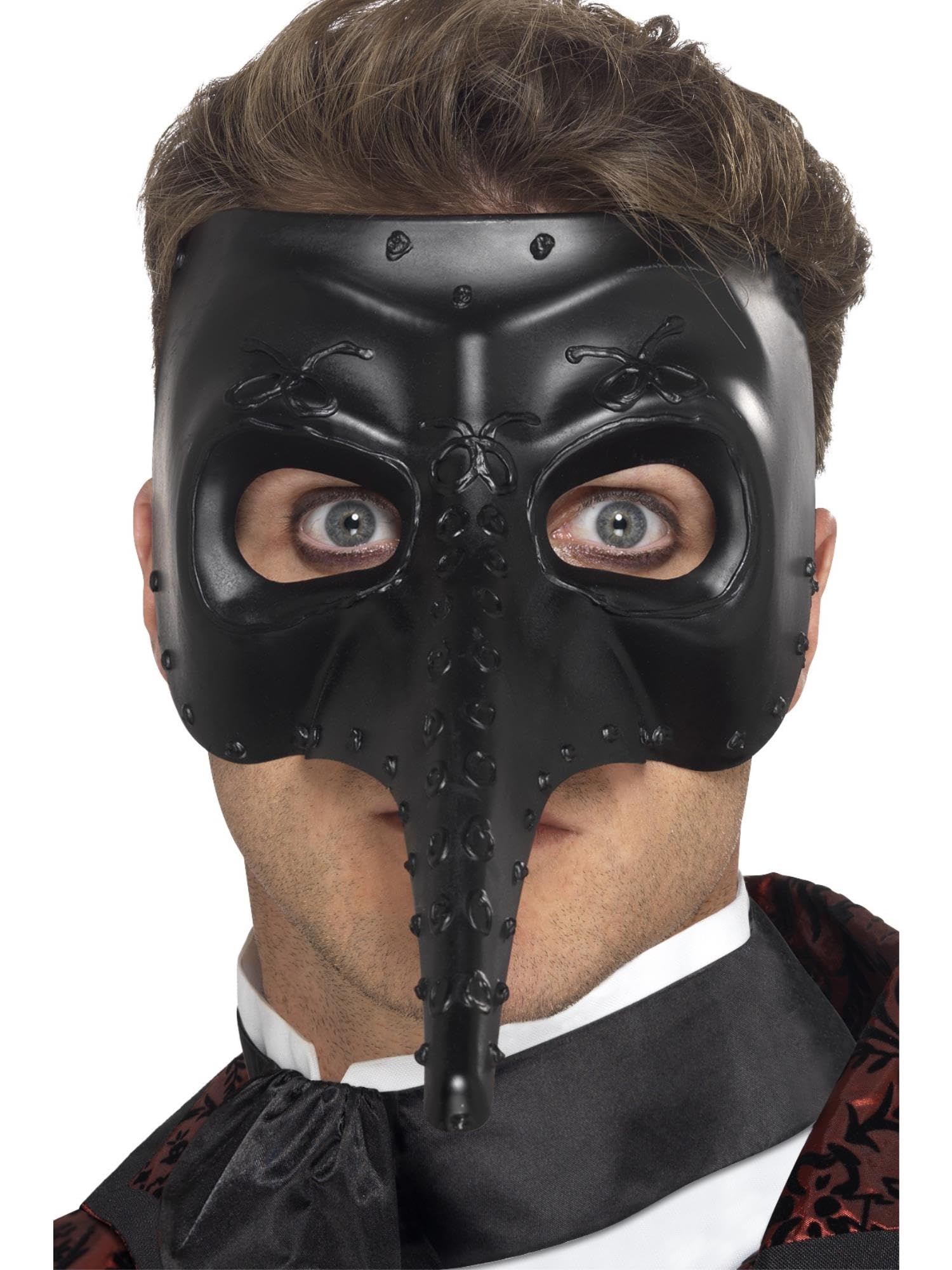 Smiffys Venetian Gothic Capitano Mask, Black, Eyemasks Fancy Dress, Adult Dress Up Eye masks Halloween
