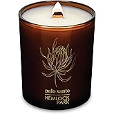 Hemlock Park Amber & Gold Wood Wick Candle Handcrafted with Natural Coconut Wax (Standard 7.2 oz, Palo Santo)
