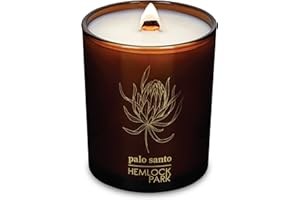 Hemlock Park Wood Wick Candle Handcrafted with Natural Coconut Wax and Essential Oils (Amber & Gold 7.2 oz, Palo Santo)