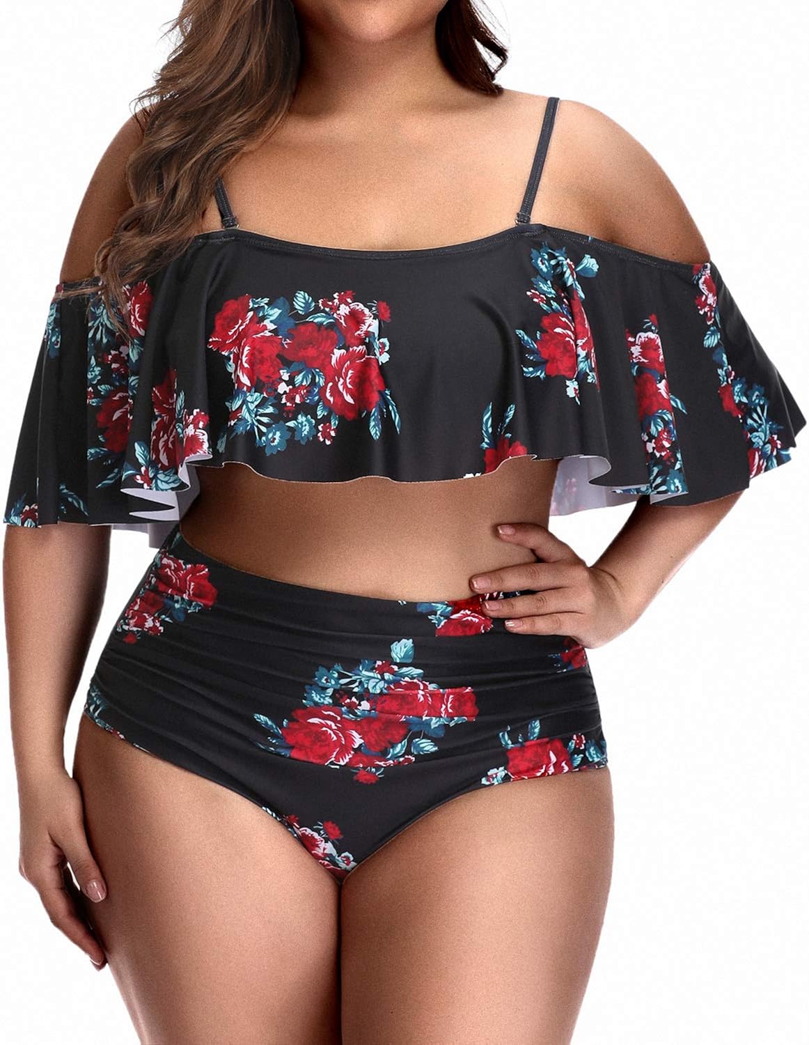 flounce swim top plus size