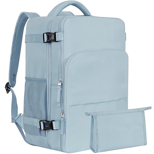 Getravel Large Travel Backpack Women, Carry On Bags For Airplanes, Lightweight Personal Item Bag, Laptop Backpack, Casual Work Gym College Weekender Bag, Light blue