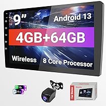 9-inch 720P HD Touchscreen Android 13 Car Stereo with & 14
