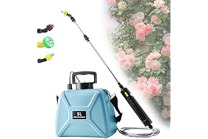 THOAML Battery Powered Sprayer 1.35 Gallon/5L, Electric Sprayer, USB Rechargeable Handle and Retractable Wand, Garden Sprayer with 3 Mist Nozzles and Adjustable Shoulder Strap for Garden,Lawn,Cleaning-Blue