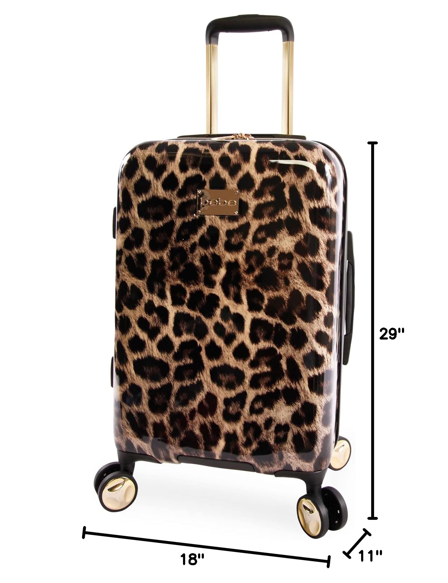 BEBE Women's Adriana Spinner Luggage, Leopard, 3pc Set (21