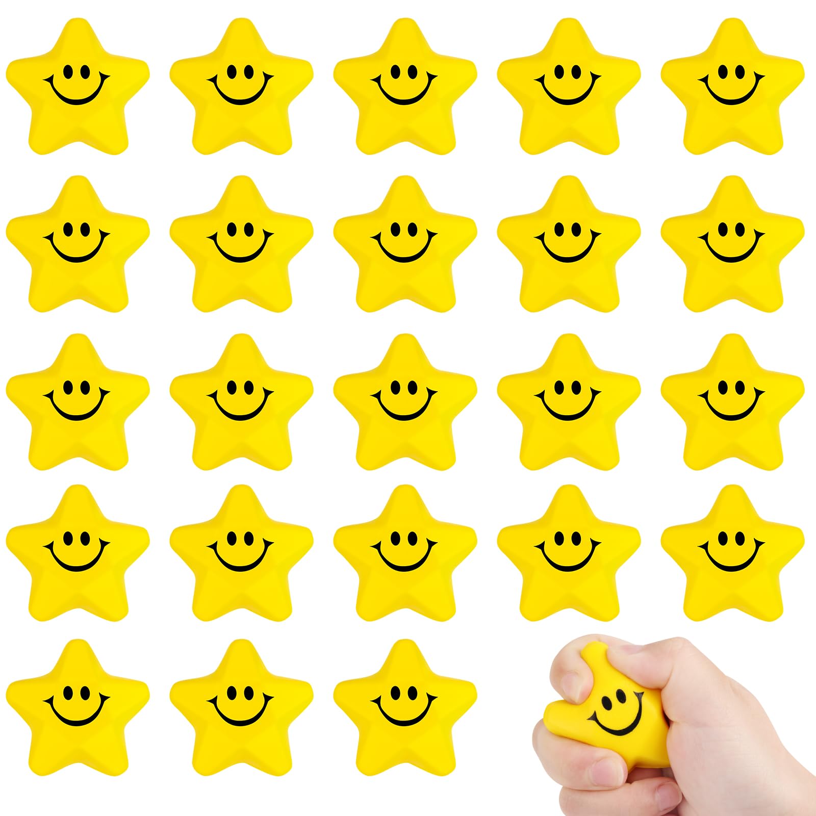 Photo 1 of 24PCS for Star Stress Balls Cute Mini Face Foam Toys 2.16Inch Mini Stress Relief Balls for Kids Adults Classroom Anxious Fidget Sensory Party Decorations Supplies