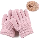 JANGANNSA Cold Weather Kids Gloves Warm Knitted Children Magic Glove With Fleece Lining Winter Gloves For Boys Girls