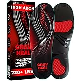 220+ lbs Plantar Fasciitis High Arch Support Insoles Men Women - Orthotic Shoe Inserts - Boot Work Shoe Insole (XL, Black)