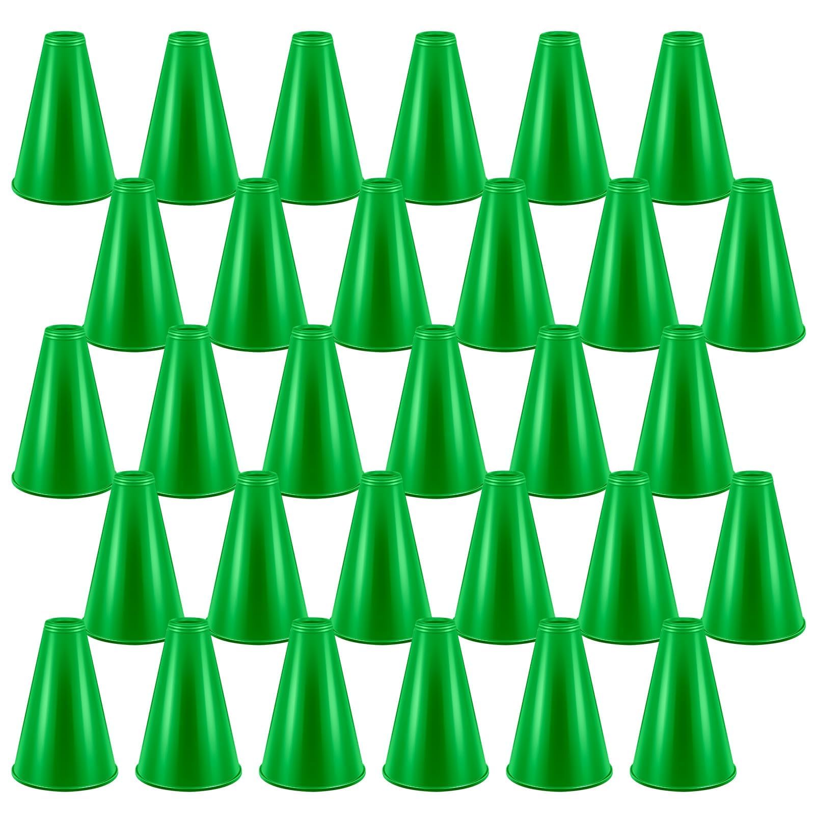 Photo 1 of 30 Pcs Cheer Megaphone for Party Green Plastic Megaphone DIY Decorations Accessory for School Outdoor Activities St Patrick's Day Party Favors Sports Match Game
