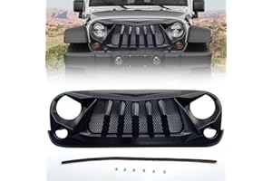 DKMGHT Front Grille with Mesh for Jeep Wrangler 2007-2018 Rubicon Sahara Sport JK JKU (Lancer)