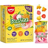 AMOS Peelerz Exotic Fruit Peelable Gummy Candy &ndash; 5 Fruit Flavors (Mango, Peach, Banana, Pineapple, Lychee), 8.47oz (240g), Individually Wrapped