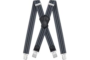 Dresime Suspenders for Men and Women Adjustable X Back 1.57 Inch Wide Elastic Heavy Duty Braces with Strong Metal Clips