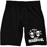 Deadpool and Wolverine Head Pen Art Men's Black Lounge Shorts