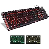 mafiti RK100 3 Color LED Backlit Gaming Keyboard USB Wired Multimedia Mechanical Feel Keyboard for Primer Gaming Office