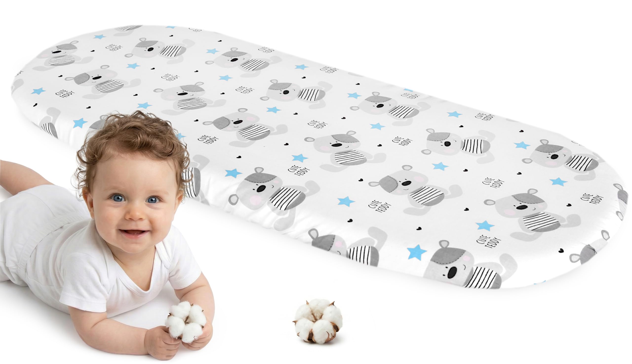Medi Partners Fitted Sheet Pram 86 x 40 cm 100% Cotton Mattress Protector Baby — image 1