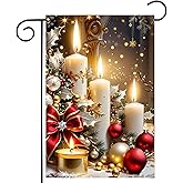 Christmas Garden Flags 12x18 Vertical Double Sided, Xmas Candles Yard Flag for Outside Decor, Winter Holiday Outdoor Seasonal Decorations for Home