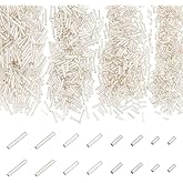 PandaHall 1600pcs 4 Sizes Bugle Beads, 5/6/9/12x2mm Long Tube Metallic Glass Loose Spacer Beads with 0.5mm Hole for DIY Bracelet Necklace Jewelry Making Beading Sewing, Silver