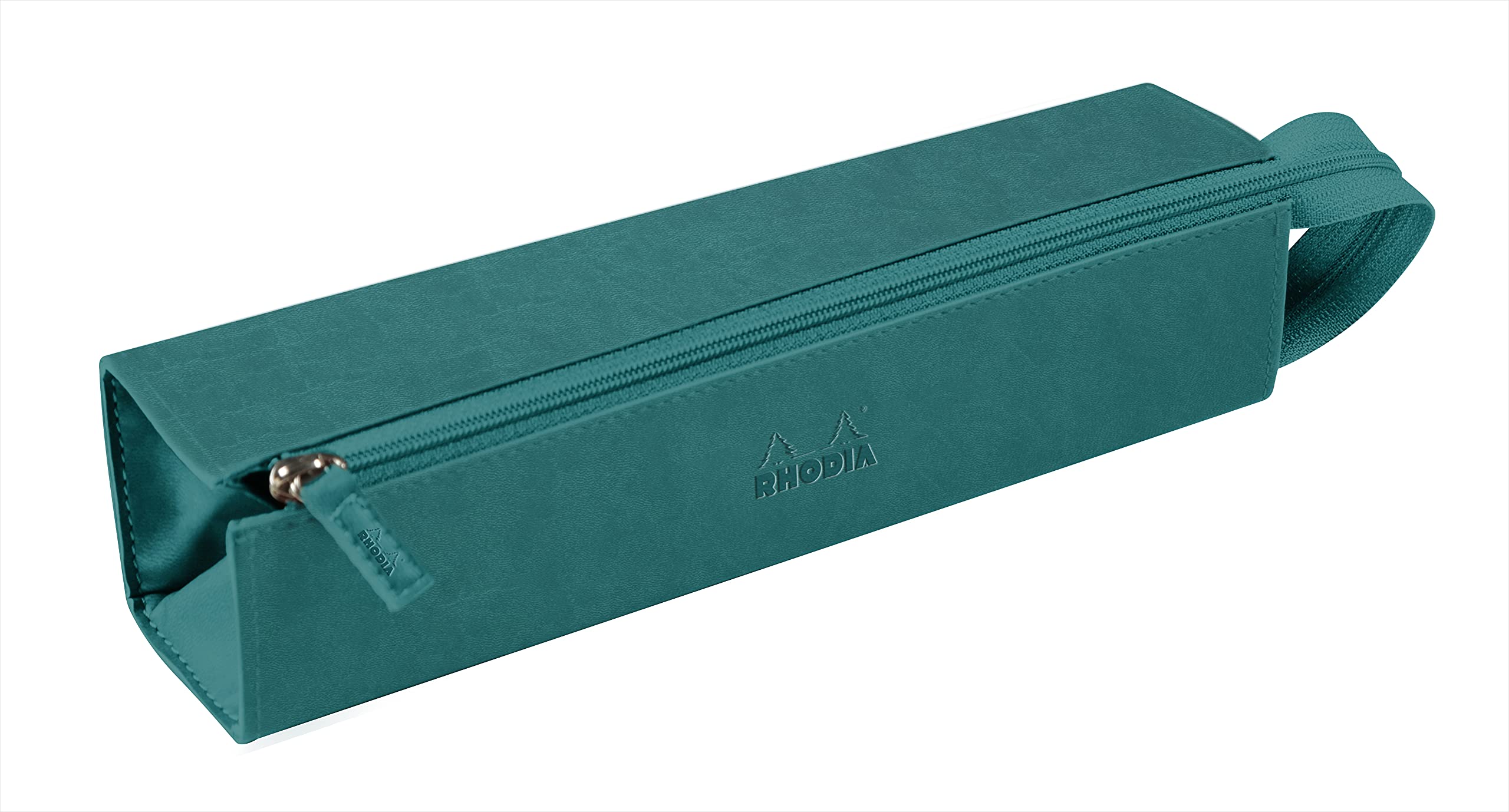 RHODIA 319033C - Pencil case Rhodiarama Peacock - 23x5x5 cm - Flat opening for use as a pencil case - Faux leather - Storage for pens, pencils, markers, small supplies
