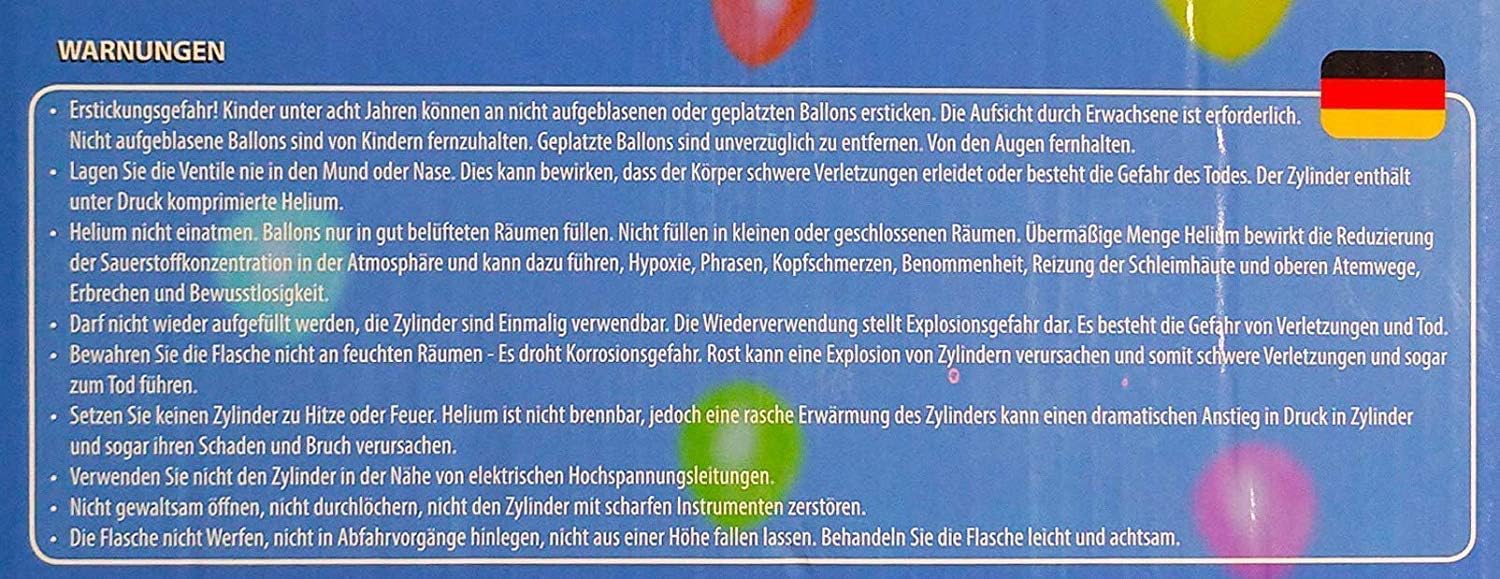 Helium Ballongas Einweg Heliumflasche Xl 250 Liter Heliumbehalter Inclusive 30 Luftballons Und 30 Ballonband Amazon De Spielzeug