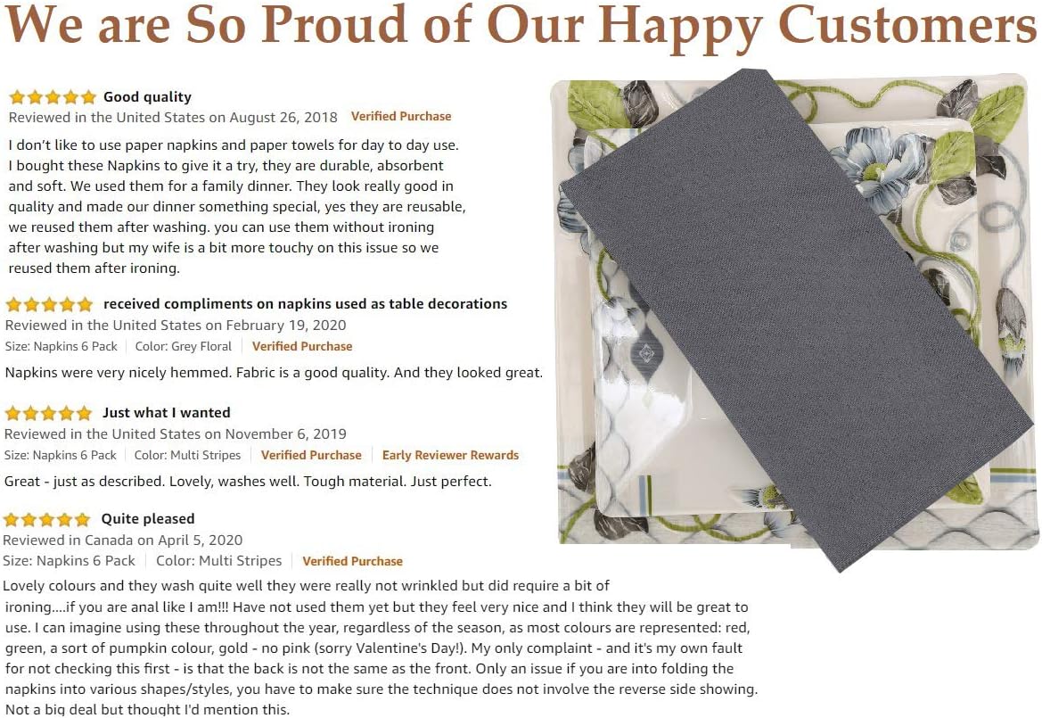 Ruvanti Cloth Napkins 12 Pack (19"x19") Cotton Enriched Coffee Grey/Gray Linen Napkins, Soft & Comfortable Fabric Napkins - Reusable Dinner Table Napkins for Weddings, Cocktail Parties & Home Use.: Home & Kitchen
