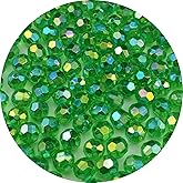Pinhoollgo 1000pcs 6mm Acrylic Faceted Round Beads AB Colors Glossy Acrylic Beads Round Spacer Beads with Hole for DIY Bracelet Necklace Jewelry Making Supplies Handmade Craft(Green AB)