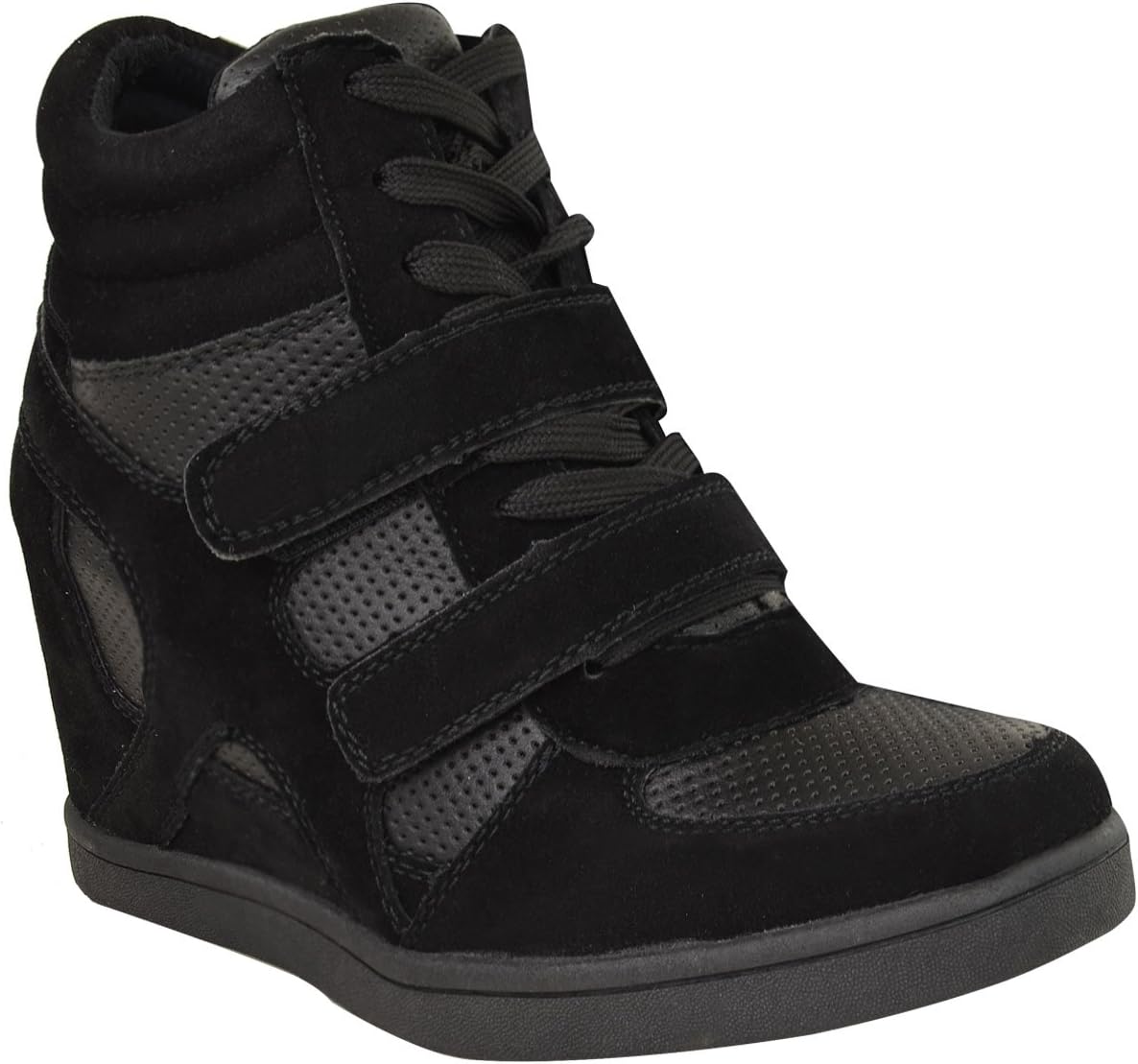 New Women Ladies HI TOP Wedge Trainers Sneakers Pumps Sport Ankle Boots Size