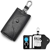 AdiStylinno Key Holder Case, Large Capacity Leather Key Case Wallet Multi-Functional Key Bag with 6 Hooks and Snap