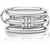 Affolace Stackable Rings for Women Non Tarnish, Dainty Silver Plated Cubic Zirconia Rings Multi Chunky Ring Mixed Metal Stacking Rings Set Silver Jewelry for Women Gifts