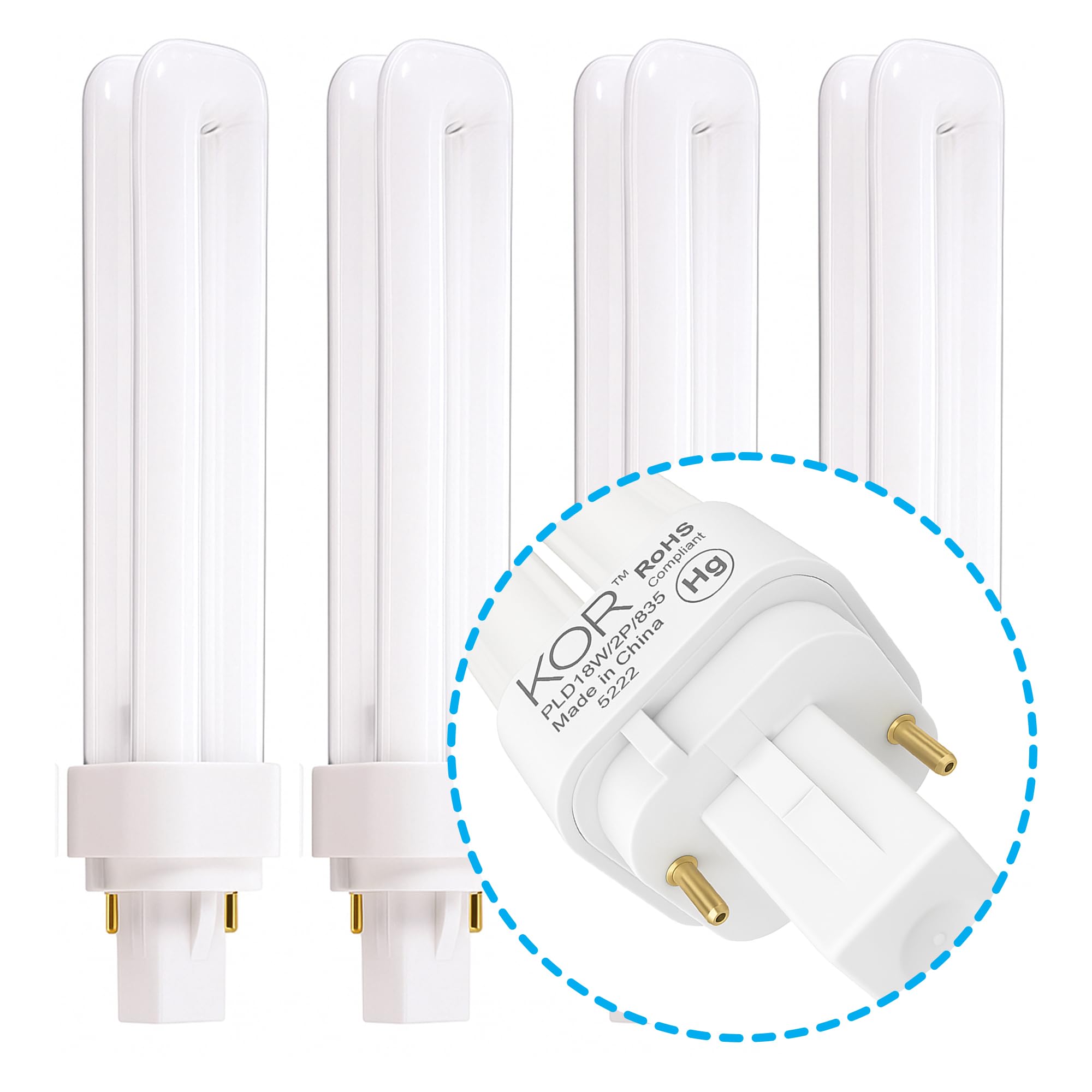 Photo 1 of (4 Pack) PL18W/2U/2P/850 18-Watt Double Tube G24d-2 (2 Pin) Base 5000K