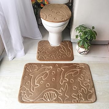 Amazon トイレマット セット おしゃれ お風呂マット イルカ柄 3d