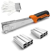 KLADOS Compact Hammer Tacker Stapler Kit, All-Steel with Jam-Resistant Mechanism, with 1200 T50 Staples (1/4 in &amp; 5/16 in) and Work Gloves for House Wrap, Insulation &amp; DIY 1050301