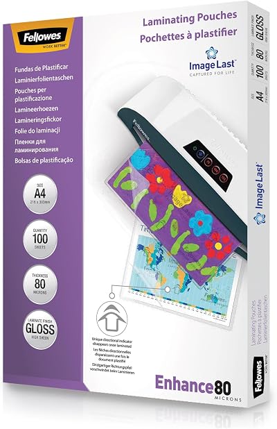 Fellowes A4 Laminating Pouches Gloss 160 Micron 100 Sheets