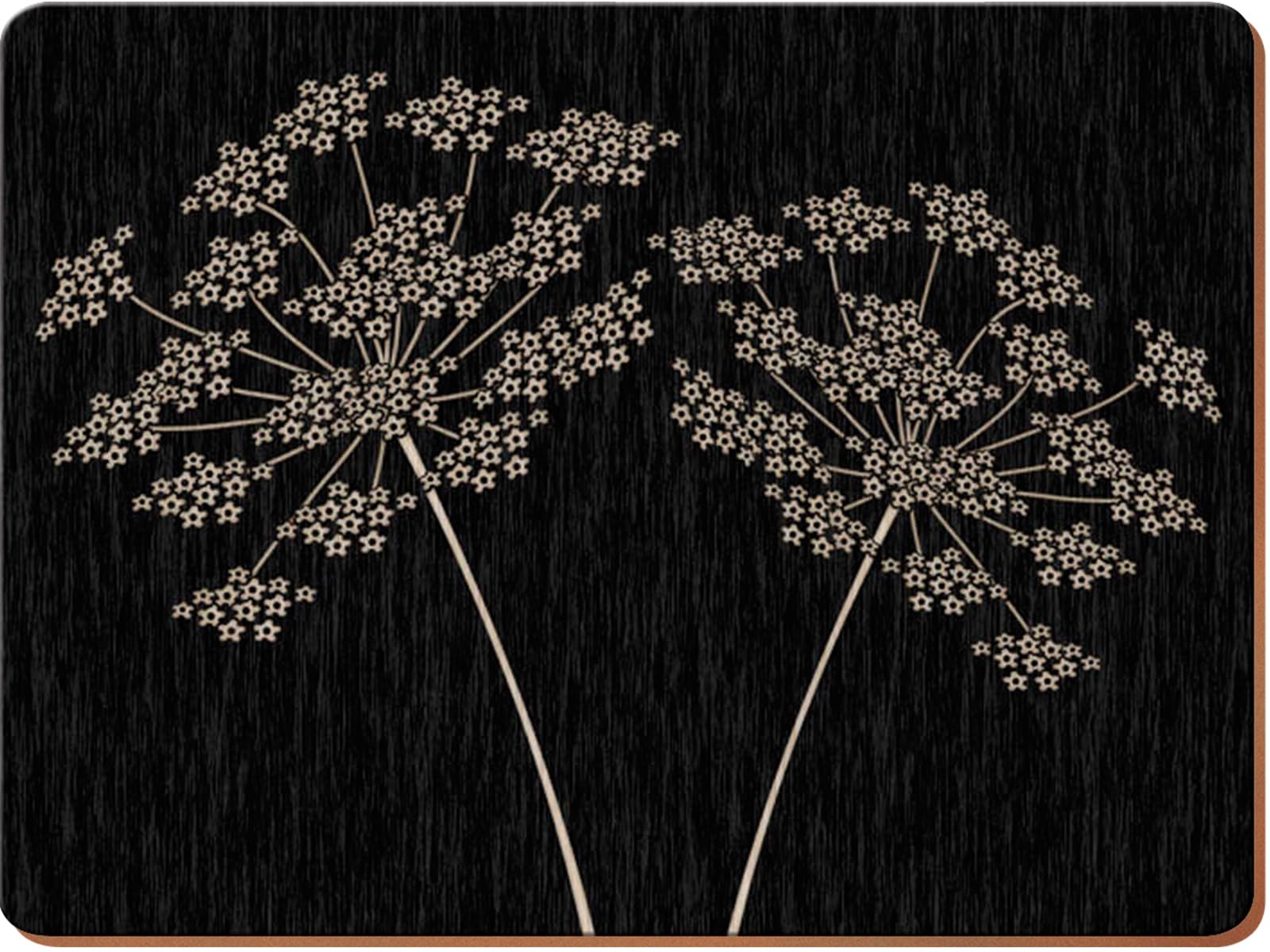 Creative Tops Silhouette Premium 4-Piece Set of Cork-Backed Placemats, Wood, Black, 0.500 x 29.000 x 40.000 cm (15¾" x 11½")