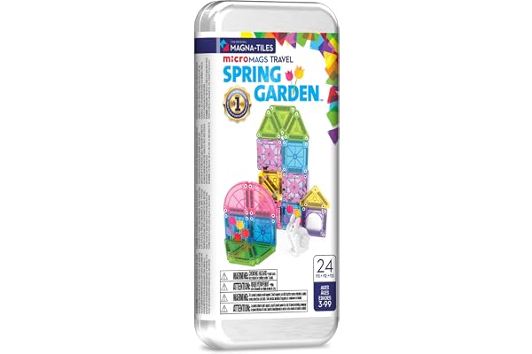 Magna-Tiles microMAGS 24-Piece Spring Garden Travel Set, The Original Magnetic Building Brand