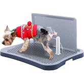Pee Pad Holder, Indoor Potty Tray for Puppy and Small Size Dog with Pee Wall, Non-Skid Feet, 20x15.4x1.4 inch (Medium)