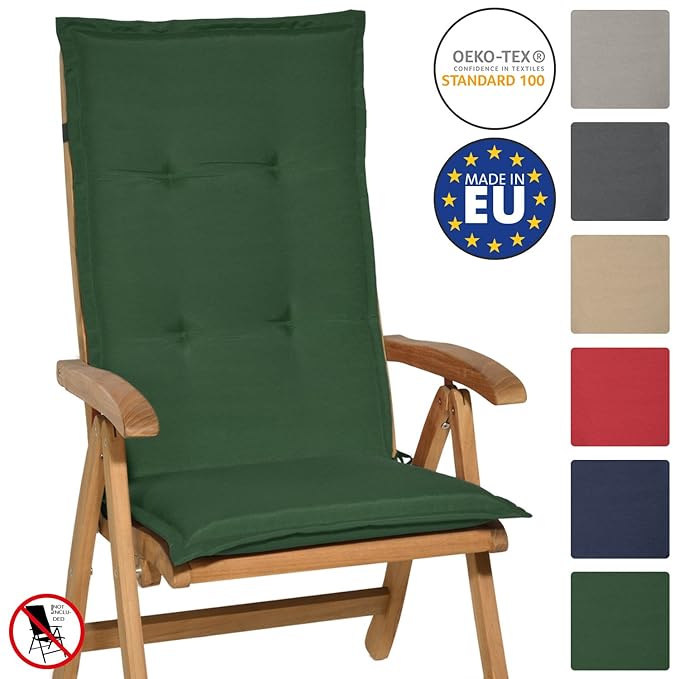 Beautissu Hochlehner Auflage Loft HL 120x50x6cm Sitzkissen Rückenkissen mit Schaumkern-Füllung Dunkel-Grün