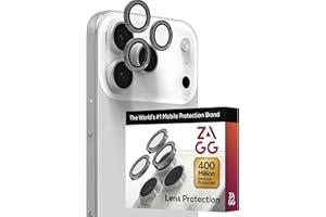 ZAGG iPhone Camera Lens Protector for iPhone 17/16/15 Pro and Pro Max Models - Silver Glitter, Camera Ring, Maximum Impact & Scratch Protection, Anti-Reflective Technology, Glass Elite