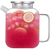 Purefold 1.5 Liter/50 oz Water Pitcher, High Borosilicate Glass Jug with Full Seal Lid and Spout, Leakproof Fridge Door Carafe for Iced Tea, Coffee, Juice, Milk Beverage