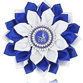 Satin 5.5" Sorority Corsage for Women Soror Pearl ZPB Flower Brooch Pin 1920 ZPB Gift Greek Sorority Gift Sisterhood Jewelry for Finer Women