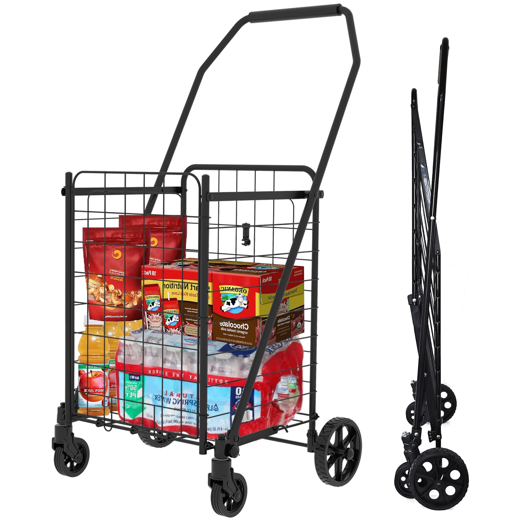 Folding Shopping Carts for Groceries, Lightweight Grocery Cart on ...