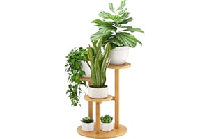 kiplant Plant Stand Indoor, 3 Tiered Small Plant Stand, Bamboo Plant Stands for Indoor Plants Multiple, Corner Plant Stand for Window Garden Balcony Living Room Outdoor