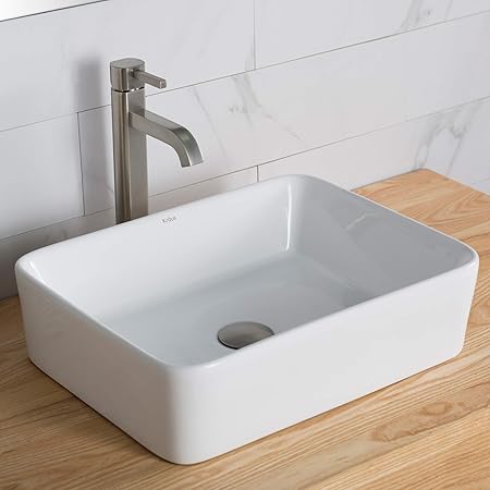 Kraus C Kcv 121 1007sn White Rectangular Ceramic Sink And Ramus