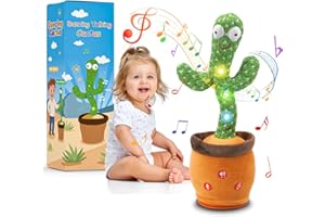 QULARLANS Christmas Dancing Talking Cactus Toy with Adjustbale Volume, Baby Toys Stocking Stuffers Boys Girls Funny Gifts, Interactive Mimicking Repeating Singing, Light Up Toys 6-12 12-18 Months with Songs