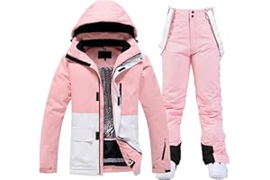GS SNOWING Women's Ski Jackets and Bib Pants Set Windproof Waterproof Insulated Snowsuit