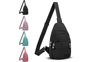 Frenou Sling Backpack Small Crossbody Bags For Women And Women Trendy Daypack Adjustable Shoulder Strap for Unisex Travel Hiking Running Black