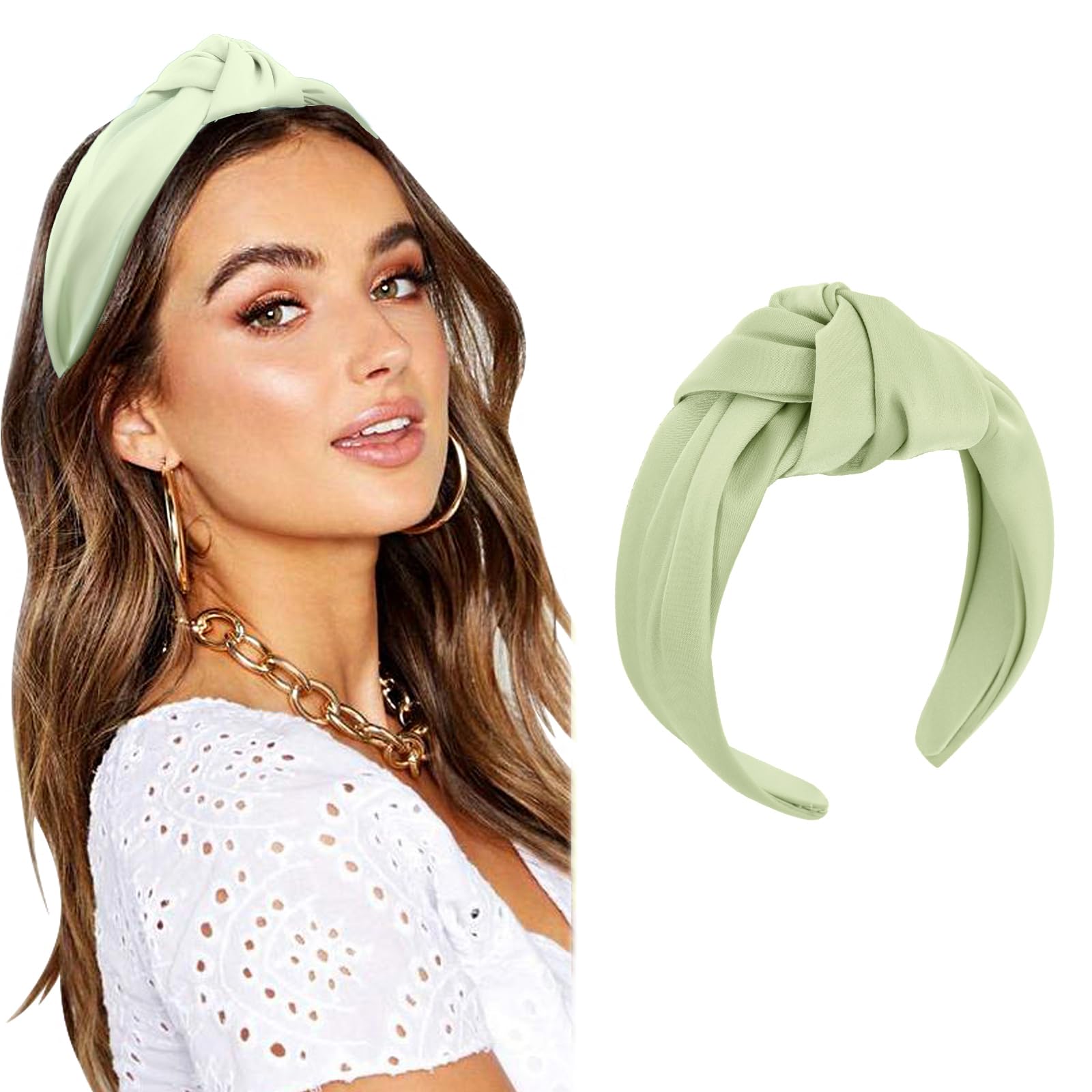 DRESHOW Headbands for Women Girls Knotted Elastic Hair Band Fashion Fabric Hairbands Cute Top Knot Head Band