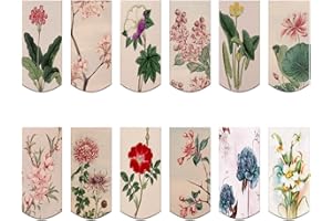 FRCLONA 12PCS Magnetic Bookmarks - Magnet Page Markers Page Clips Assorted Book Markers Set with Exquisite Pattern, Bookmarks for Women, Students, and Book Lovers(Floral Style)