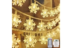 colcutee Christmas Snowflake Lights, 20ft 40LED 8 Modes & Timer Battery Operated Christmas Decorations Lights with Remote Control, Fairy Lights for Indoor Outdoor Holiday Party Decorations