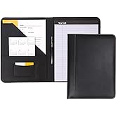 Samsill Contrast Stitch Faux-Leather Padfolio, Business Portfolio for Men and Women, Resume Document Organizer with 8.5 x 11 Inch Writing Pad, Black