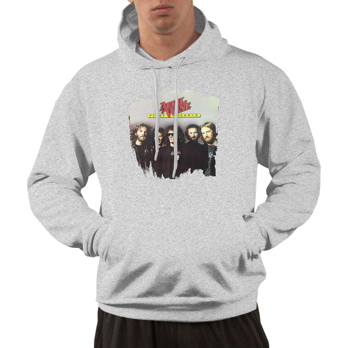 Erman Pullover Casual Gray Print April Wine Music Band Hooded Shirts With Pocket 3