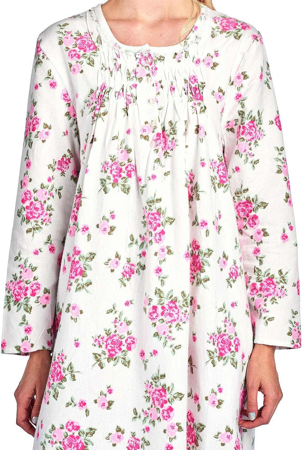 Casual Nights Women's Flannel Floral Long Sleeve Nightgown at  Women’s Clothing store